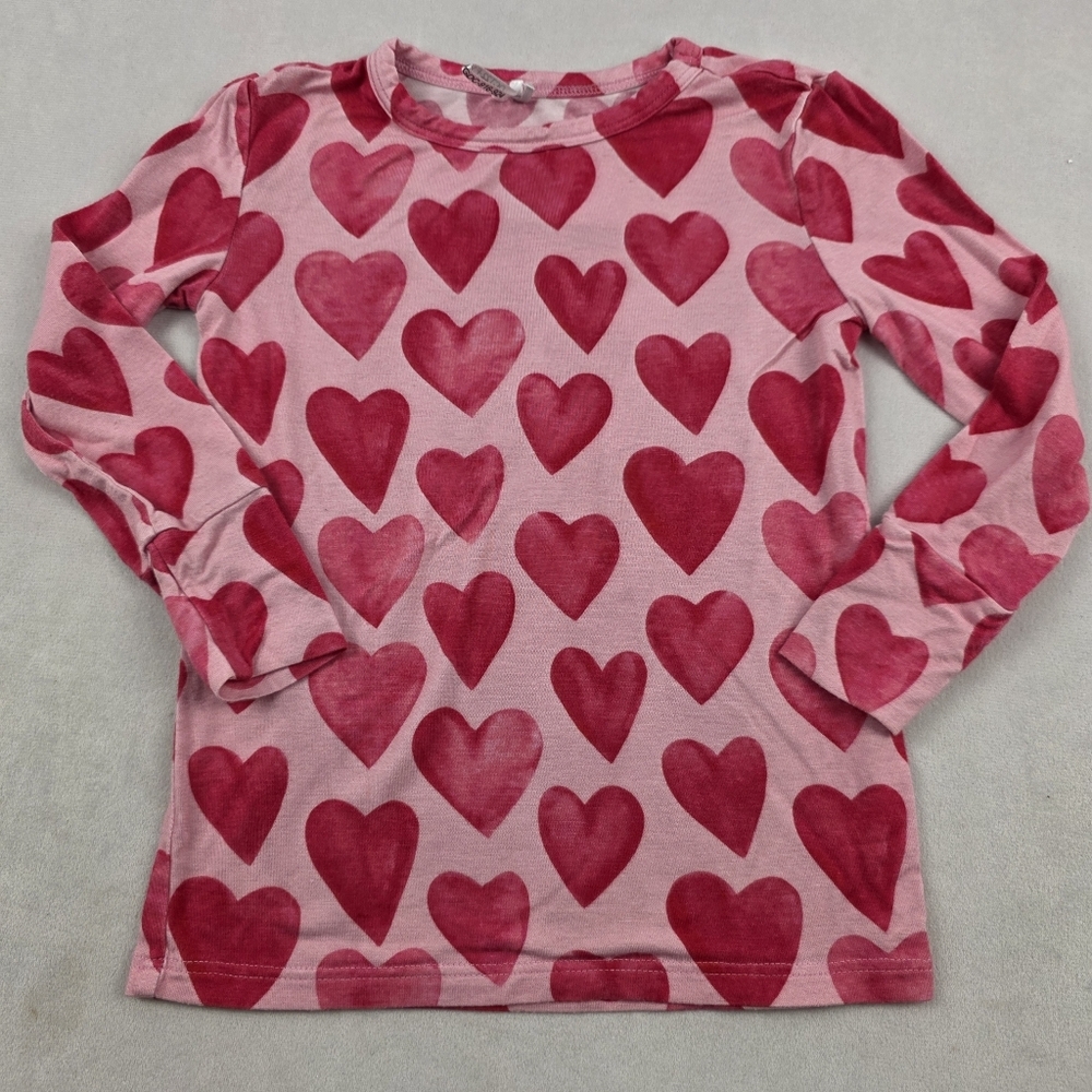 Posh Peanut Bamboo‎ Blend Long Sleeve Hearts Top Size 3-4T